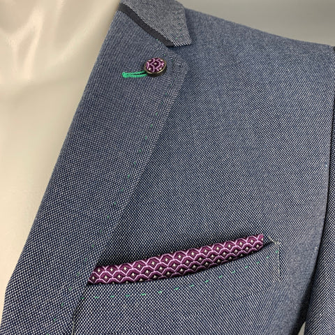 TED BAKER Size 38 Blue Polyester Blend Notch Lapel Sport Coat