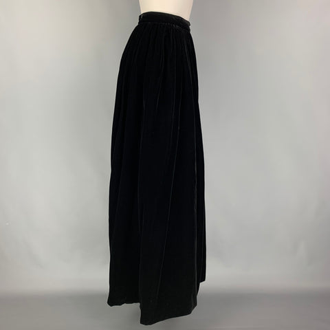 YVES SAINT LAURENT Size 8 Black Rayon Blend Pleated Long Skirt