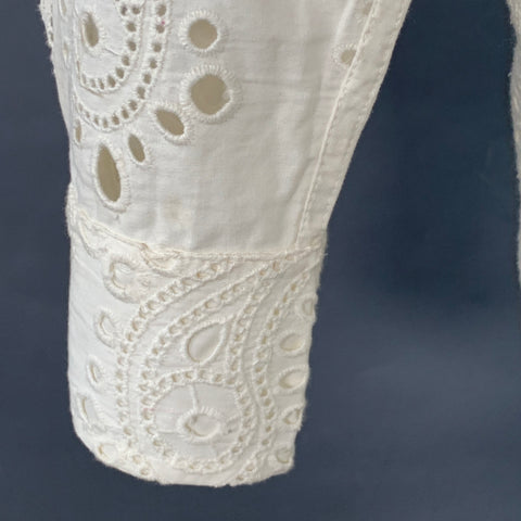 NILI LOTAN Size M White Cotton Paisley Lace Button Up Shirt