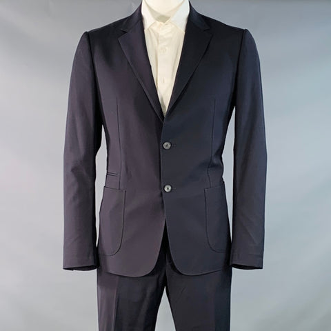 Z ZEGNA Size 42 Regular Navy Wool Notch Lapel Suit