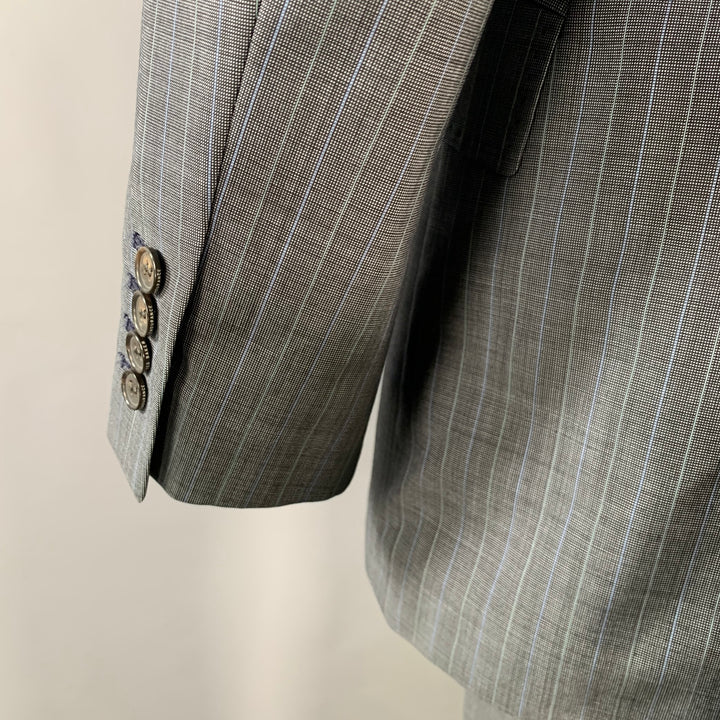 TED BAKER Size 40 Grey Blue Pinstripe Wool Mohair Notch Lapel Suit