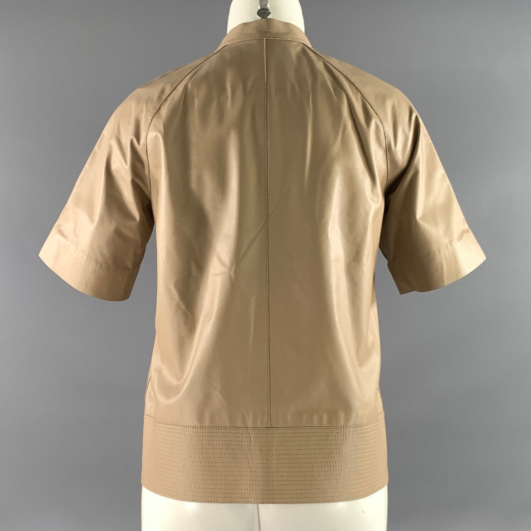 LAFAYETTE 148 Size S Tan Leather Lambskin Short Sleeve Jacket