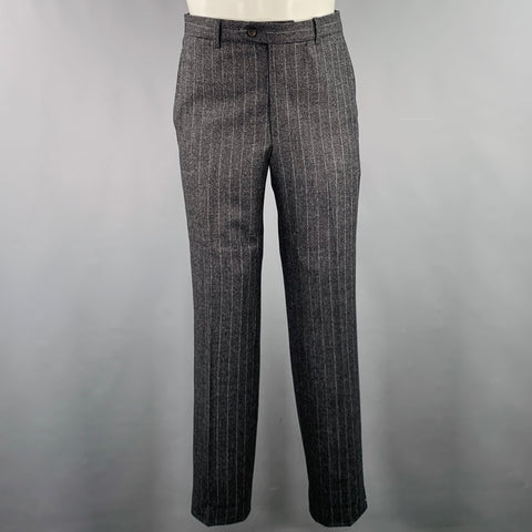JOSEPH ABBOUD Size 40 Grey Cream Stripe Wool Suit