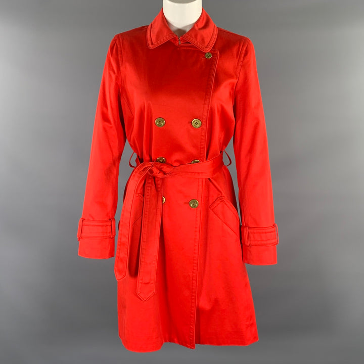 COACH Size S Orange Cotton Double Breasted Trench Coat