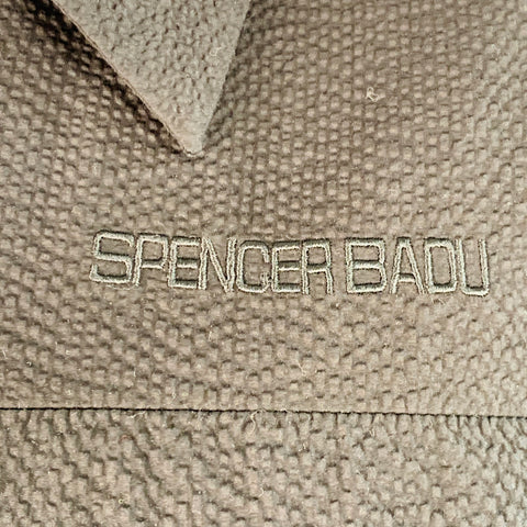 SPENCER BADU Size L Black Seersucker Cotton Oversized Zip Up Short Sleeve Shirt