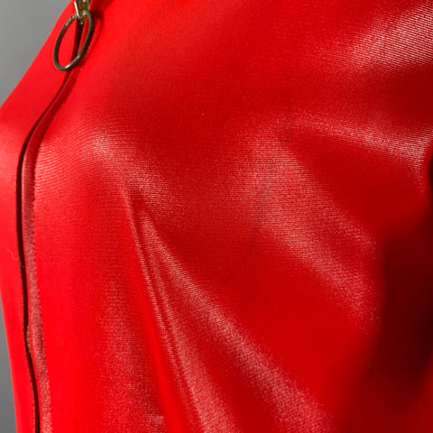 OSCAR DE LA RENTA Size M Red Zip Up Cover-Up Jacket