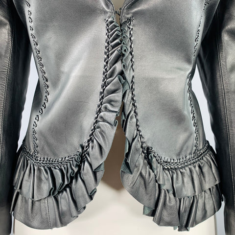 LAUNDRY Size M Black Leather Open Front Jacket Blazer
