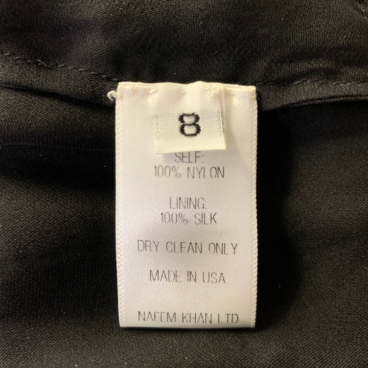 NAEEM KHAN Size 8 Silver Red & Blue Nylon Sequined Midi Cocktail Dress