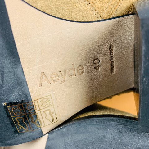 AEYDE Botas occidentales de ante beige talla 10