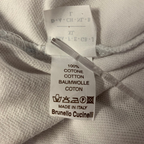 BRUNELLO CUCINELLI Size XL White Cotton Polo