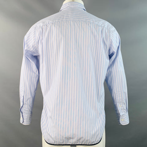 COMME des GARCONS HOMME Size XS Blue White Stripe Contrast Trim Cotton Long Sleeve Shirt