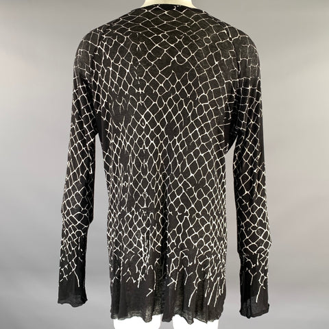 HAIDER ACKERMANN Size S Black White Print Raglan Pullover