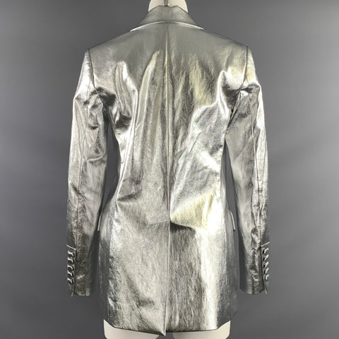 A.L.C. Size 2 Silver Viscose Blend Metallic Jacket Blazer