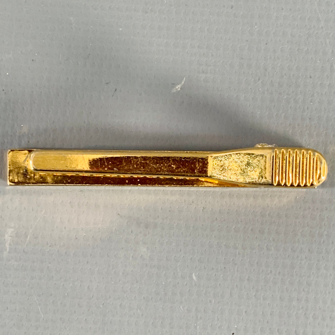 YVES SAINT LAURENT Vintage Gold Logo Metal Tie Clip