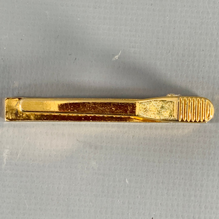YVES SAINT LAURENT Vintage Gold Logo Metal Tie Clip