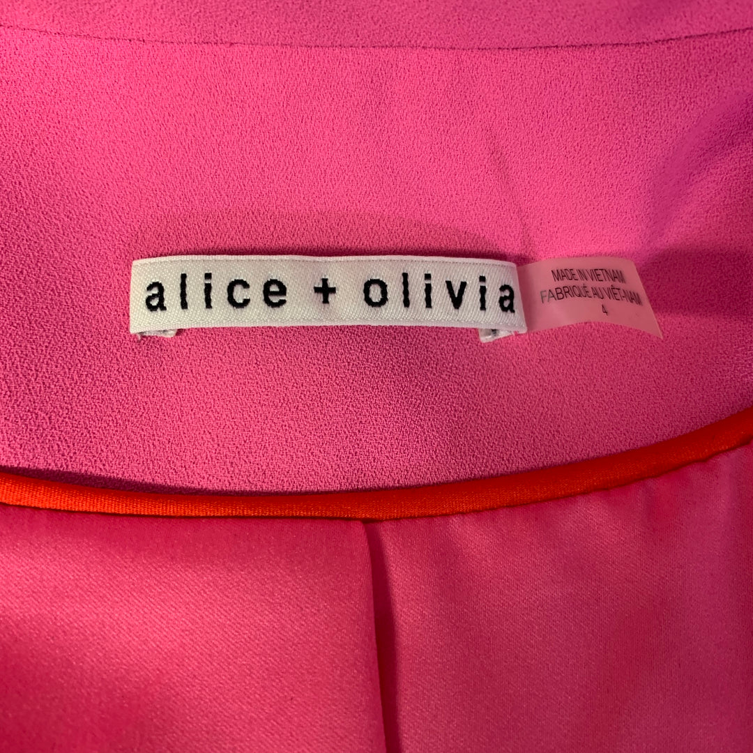 ALICE + OLIVIA Size 4 Pink Polyester Peak Lapel Jacket
