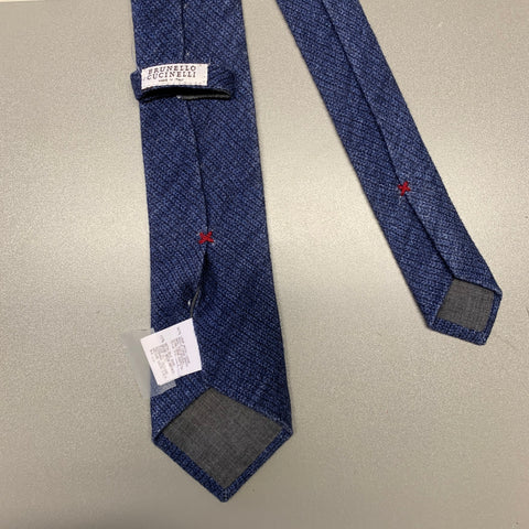 BRUNELLO CUCINELLI Navy Knit Wool  Silk Tie