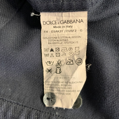 DOLCE & GABBANA Size XL Navy Cotton Patch Pockets Short Sleeve Shirt