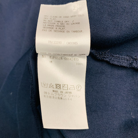 THOM BROWNE Size XL Navy Cotton Long placket Polo