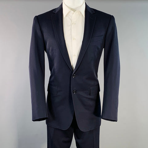 RALPH LAUREN Size 40 Regular Navy Twill Wool Notch Lapel Suit