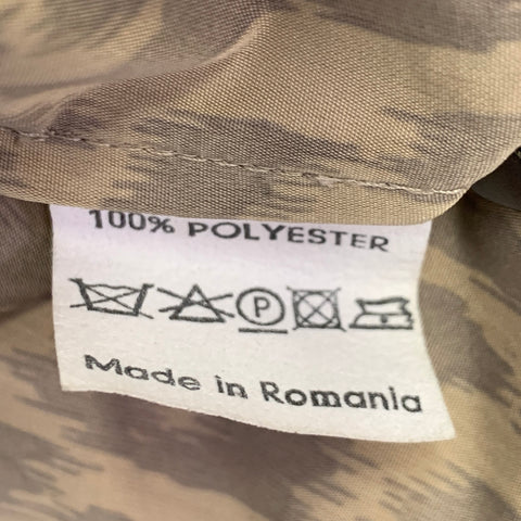 DRIES VAN NOTEN Taille L Manteau boutonné imprimé animal en polyester taupe