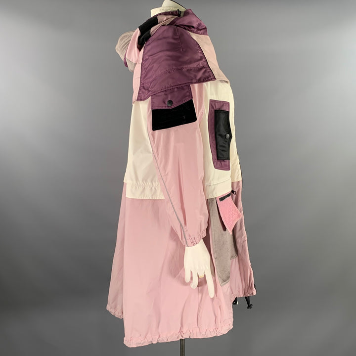 VALENTINO Size XL White Pink Polyamide Color Block Jacket
