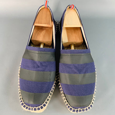 CASTANER Size 11 Navy Black Stripe Canvas Espadrille Slip On Sneakers