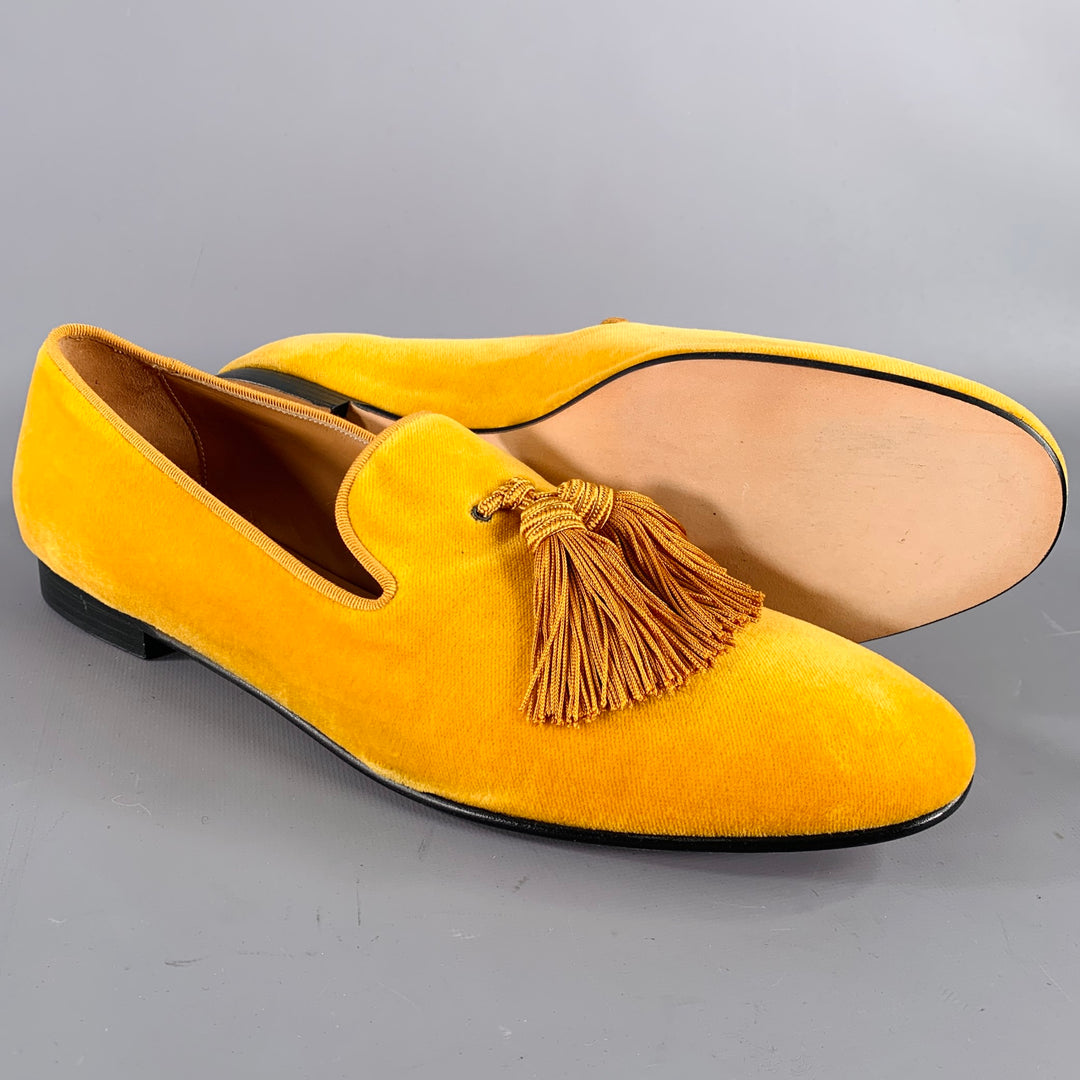 men's mustard yellow dress shoes SUPERGLAMOUROUS Size 12 -Louis- Mustard Yellow Velvet Slip On Loafers – Sui  Generis Designer Consignment