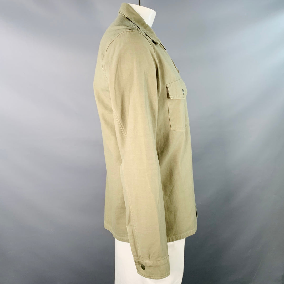 NONNATIVE Size XL Green Olive Cotton Two Pockets Long Sleeve Shirt
