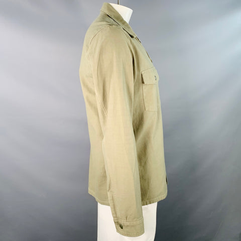 NONNATIVE Size XL Green Olive Cotton Two Pockets Long Sleeve Shirt