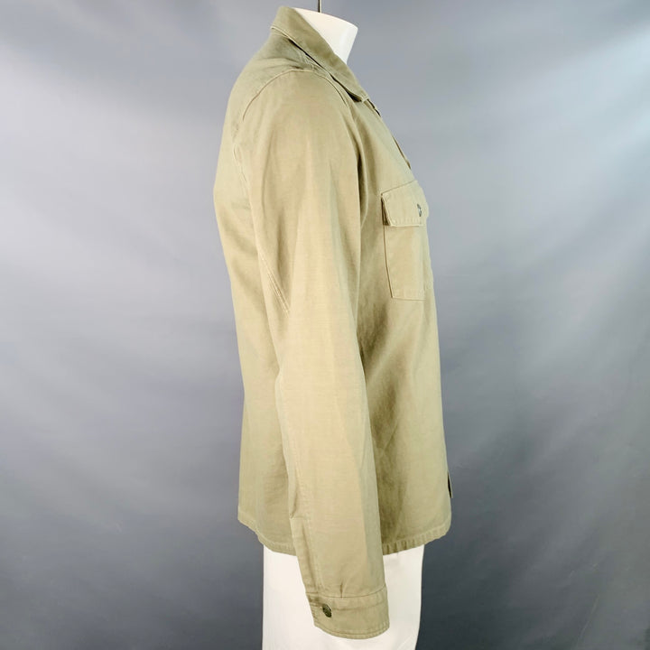NONNATIVE Size XL Green Olive Cotton Two Pockets Long Sleeve Shirt