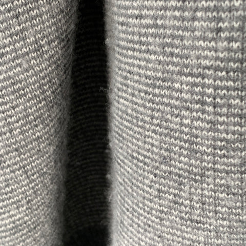 Cardigan ouvert à manches courtes en maille tricotée grise et blanche avec col châle, Taille M, SANS MARQUE