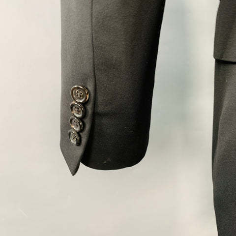 RALPH LAUREN Size 38 Regular Black Wool Double Breasted Peak Lapel Sport Coat