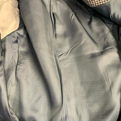 CANALI Size 44 White Black Checkered Wool Silk Linen Sport Coat