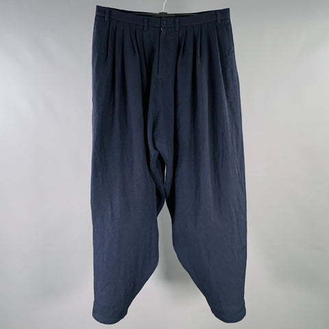 YANTOR Size M Navy Triacetate Blend Pleated Casual Pants