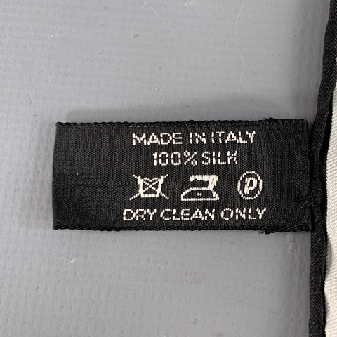 TOM FORD White Black Logo Silk Pocket Square