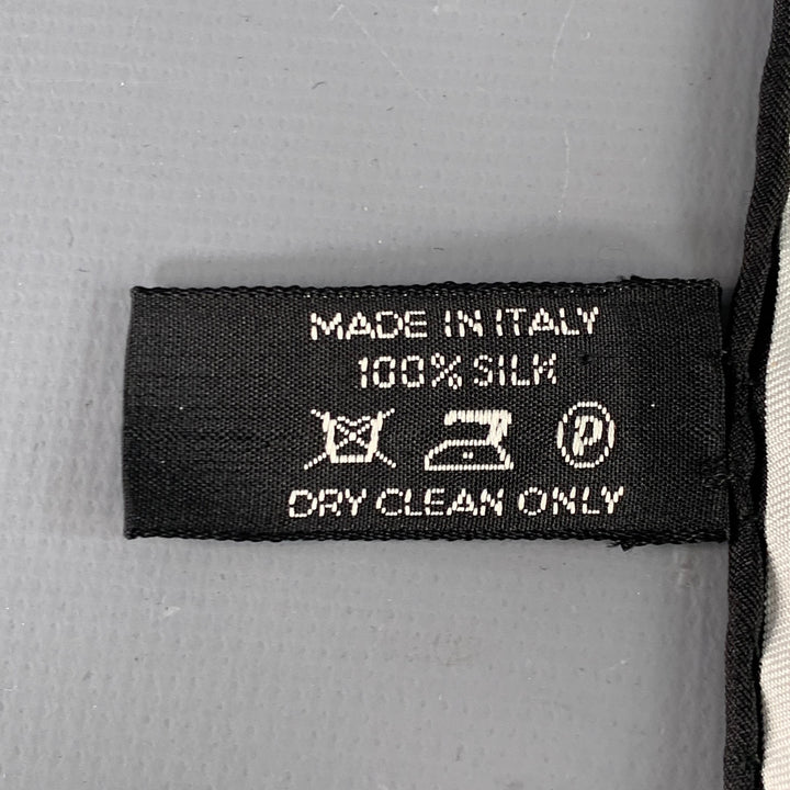 TOM FORD White Black Logo Silk Pocket Square