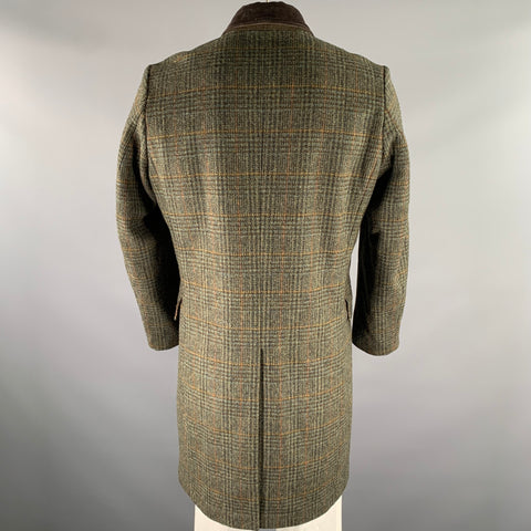 RRL by RALPH LAUREN Size M Brown Olive Glen Check Wool Overcoat