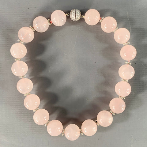 Collier VINTAGE avec perles en strass de verre roses