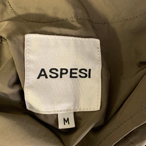 ASPESI Chest Size M Green Olive Solid Polyester Blend Notch Lapel Sport Coat
