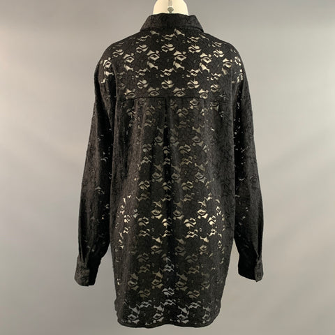 DISSH Size M Black Lace Button Up Shirt