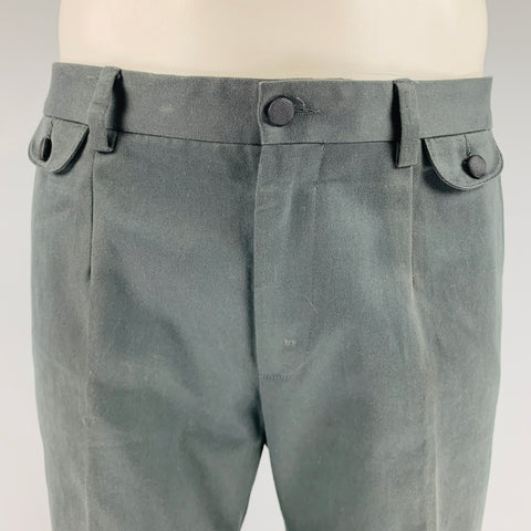 DOLCE & GABBANA Size 32 Black Solid Cotton Tuxedo Dress Pants