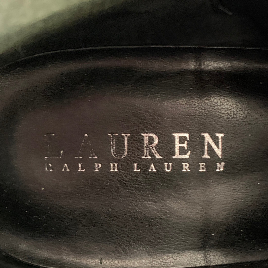 LAUREN by RALPH LAUREN Size 10 Shira Black Leather Double Side Zipper Boots