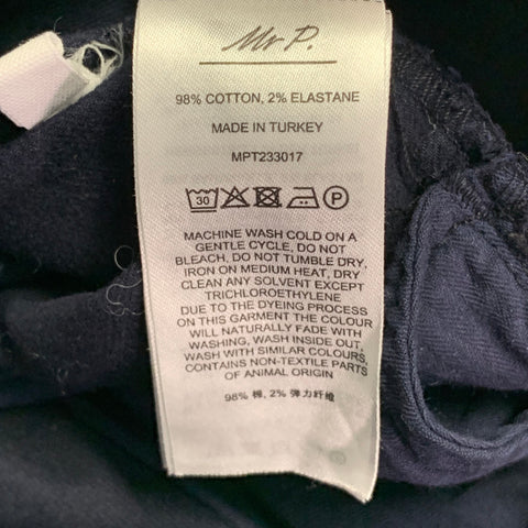 MR. PORTER Size 38 Navy Twill Cotton Blend Tapered Casual Pants