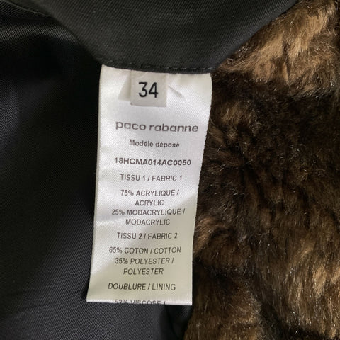 PACO RABANNE Size XS Brown Acrylic Blend Faux Fur Notch Lapel Coat