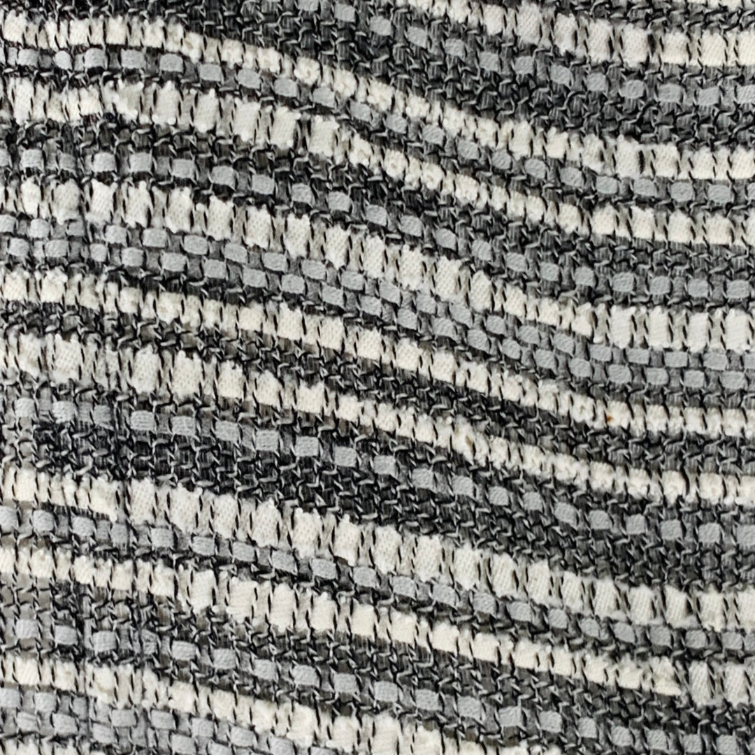 AKRIS Size 8 Grey White Cotton Wool Stripe Open Front Jacket