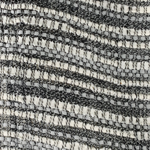 AKRIS Size 8 Grey White Cotton Wool Stripe Open Front Jacket