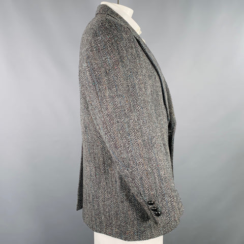 WINSTON HILL Size 46 Grey Black Herringbone Wool Notch Lapel Sport Coat