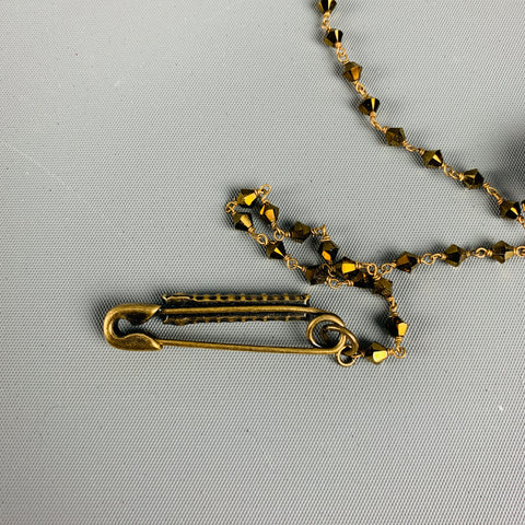 MARC JACOBS Gold Black Beaded Metallic Pearl Necklace