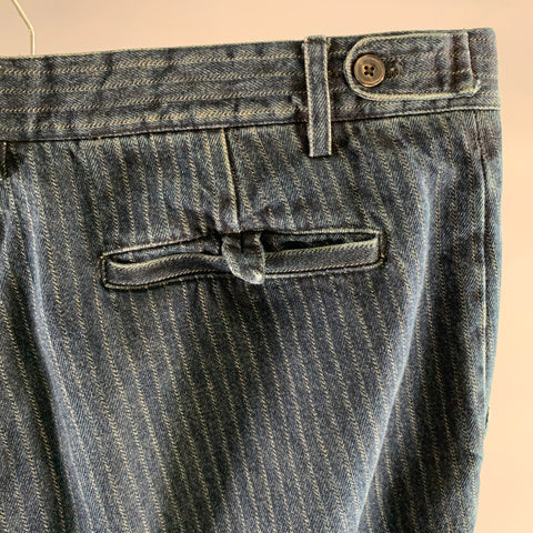 RALPH LAUREN Size 36 Navy Indigo Pinstripe Cotton Cuffed Jeans